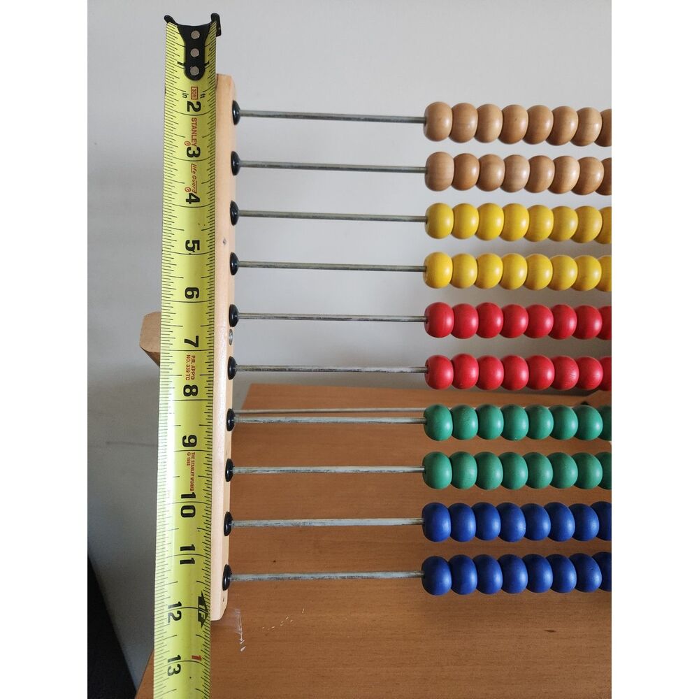 Vintage IKEA Wooden Abacus Toy Colorful Beads Learning Frame for Math & Counting